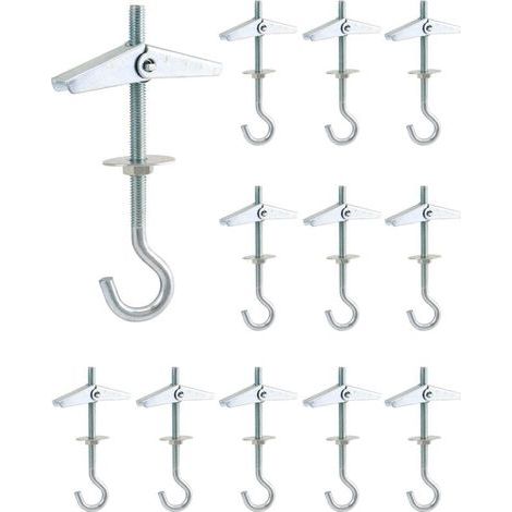 12 ganci da soffitto, M5x90mm, in acciaio al carbonio, per appendere piante, per soffitti in cartongesso (1/5)