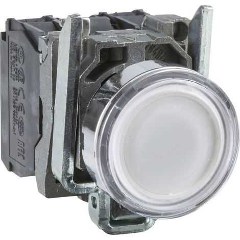HARMONY XB4 - PULSANTE IN METALLO, PIATTO, BIANCO, RETROILLUMINATO A LED 24V, NA+NC (1/2)