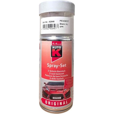 Bombe de peinture pour carrosserie - Peugeot - EPR Blanc icy - 150 ml - Auto K