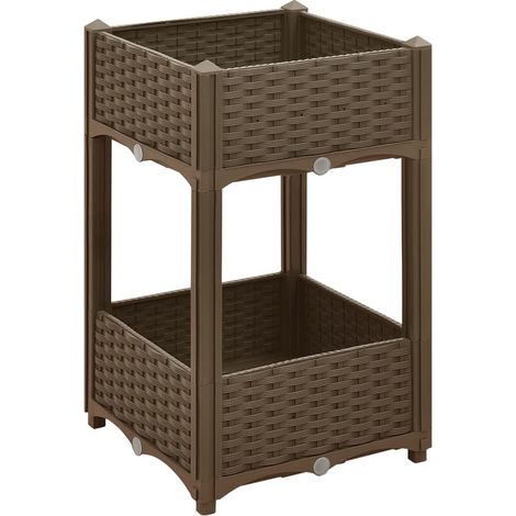 Macetero elevado para plantas y flores jardín 40 x 40 x 71 cm polipropileno marrón 020000932 (1/4)