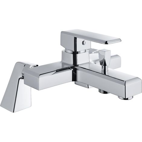 Robinets de Bain,Mitigeur monocommande Bain,Mitigeur baignoire,Montage sur Pont,Raccord Fileté 1/2",Rosaces Incluses,Chromé