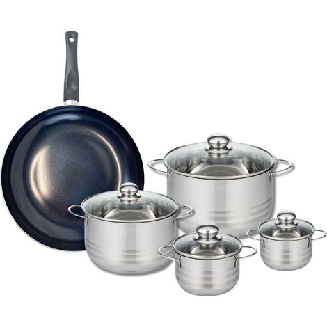 Ensemble de 1 Poêle de cuisson 32 cm et 4 faitouts 12, 14, 20 et 24 cm Elo Prima Brillant (1/5)