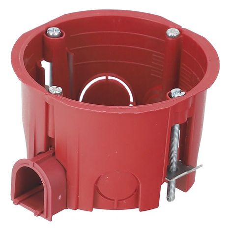 Boîte d’encastrement 60 mm pour plaque de plâtre, avec vis, rouge – EDO Technic (1/5)