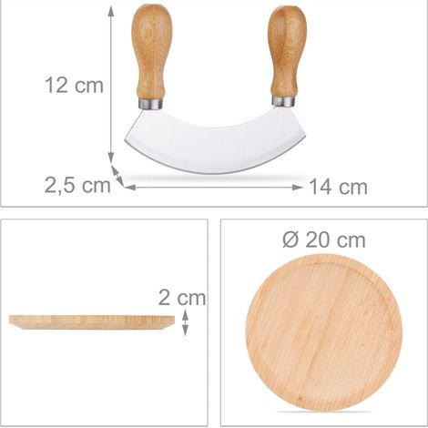 Mezzaluna pratica taglio facile tagliere 30 x 20 x 5 cm in bambù naturale 130007632