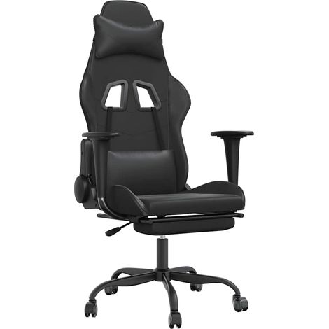 Chaise de jeu,Chaise de bureau de massage avec repose-pied Noir Similicuir CFW55505 (1/5)