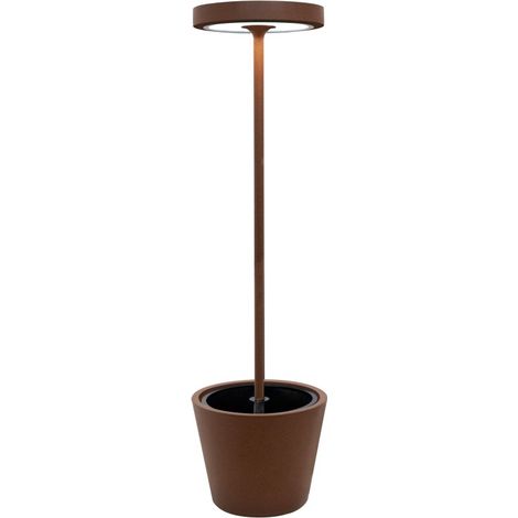 Poldina Reverso Solar L Corten - Lampada a led da terra solare e ricaricabile 11,7W - Piantana da esterno e interno H.156cm (1/4)
