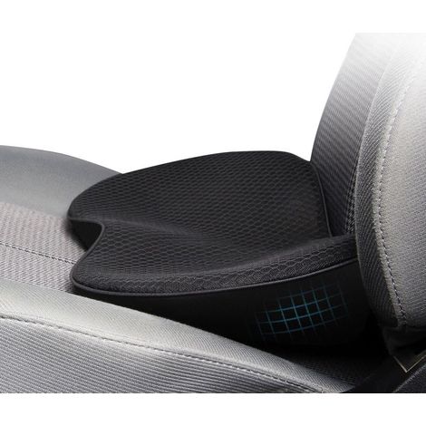 – Coussin de siège voiture épais en mousse à mémoire de forme – Soulagement du bas du dos – Housse en tissu maillé – Taille 440x240x95mm (1/5)