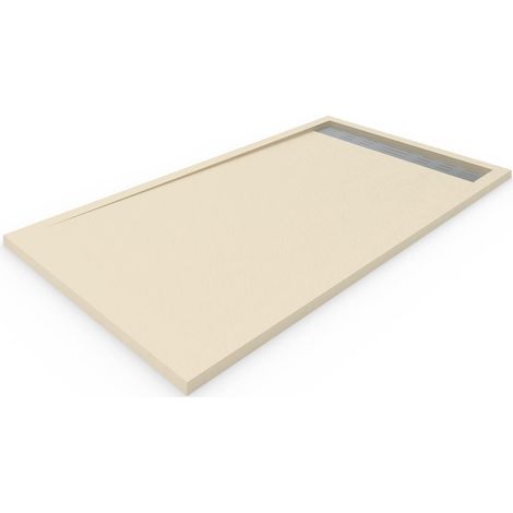 Duschwanne aus Harz mit PREMIUM ALLSTONE Rahmen - Alle Größen - 6 Farben - Ventil und Geschenkgitter - Ral Creme 1015 80X100 CM