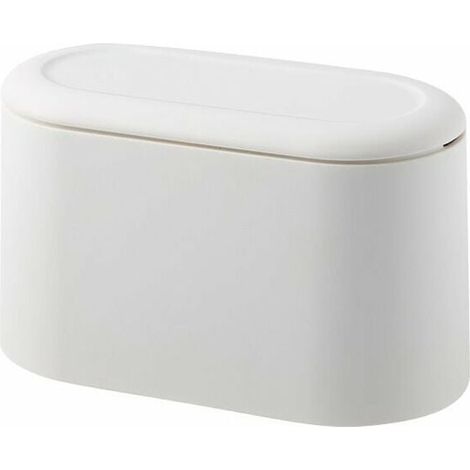 VURAHOME - Poubelle de salle de bain Couvercle De Presse Poubelle Rubbish Dustbin Push Trash Can Table Poubelle Blanche Mini Corbeille De Comptoir Petite Poubelle De Table Pour Cuisine Salle De Bain B (1/5)