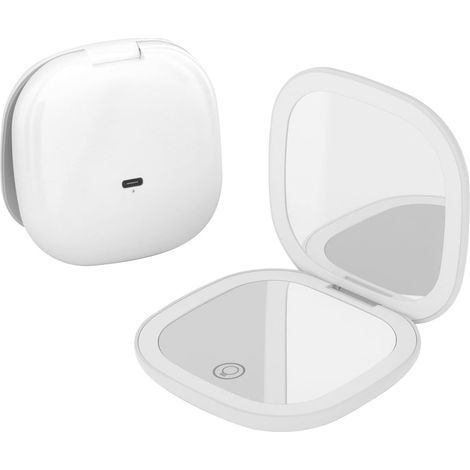 10X Magnifying Mirror, USB-C Rechargeable LED Light, 3 Touch Light Modes, Travel Makeup (1/5)