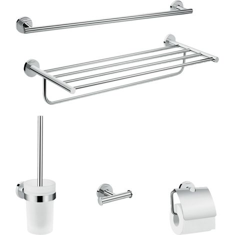 Hansgrohe Logis Bathroom Set Toilet Roll Holder Towel Rail Toilet Brush Hook