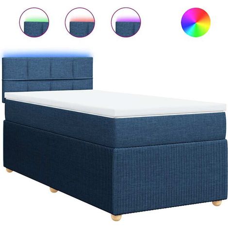 Cadre de lit en tissu, matelas inclus, bleu, 80 x 200 cm (1/5)
