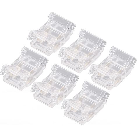 Lot de 20 connecteurs pour ruban LED vers fil, 2 broches, transparents, sans soudure et sans espace. (1/5)
