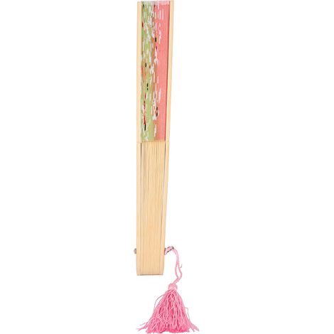 Éventail pliant vintage japonais fait main, papillon décoratif rose pour décoration (1/5)