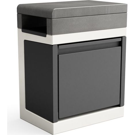 TUOZI - Módulo Soporte Papelera de Reciclaje KITAWAY para Barbacoa de Obra Prefabricada (Blanco, Gris - 42 x 63 x 63 cm) - Uso en Exteriores (1/2)