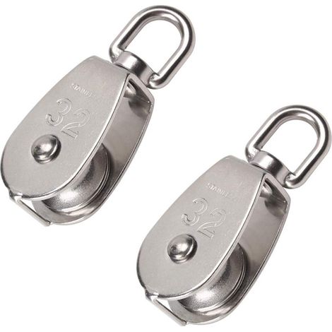 2 Pièces 32 mm Poulie Simple en Acier Inoxydable 304 Poulie de Levage Capacité de la Poulie Levage 250kg- Argent (1/4)