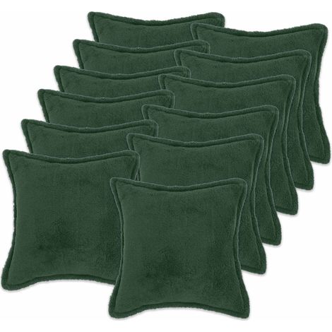 Kissenbezug 12 pcs HOUTEN Dunkelgrün 50 x 50 cm Bouclé vidaXL (1/5)