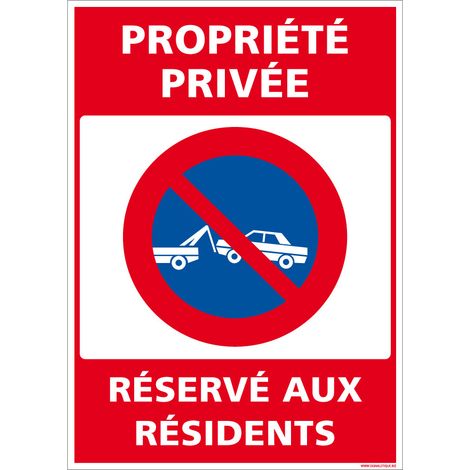 Autocollants de Signalisation Souple – Panneaux de Signalisation Autocollants – Plusieurs tailles au choix – Signalisation Française - Propriété privée, réservé aux résidents - 150 x 210 mm