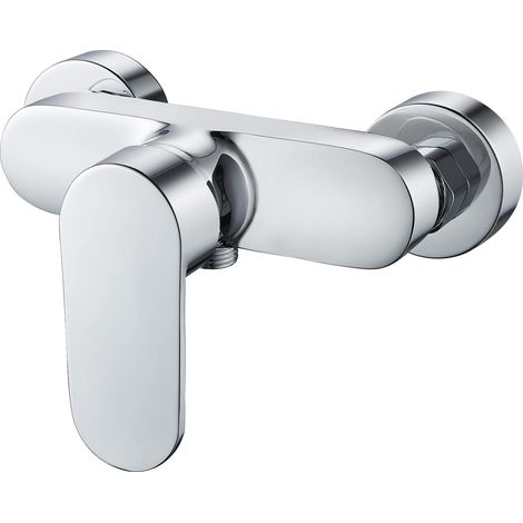 Mitigeur de douche monocommande, robinet mitigeur de douche mural, robinet de douche monocommande, raccord de flexible fileté G1/2, chromé (1/5)