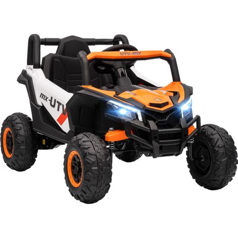 Voiture électrique 12V pour enfants, télécommande, ceinture de sécurité, klaxon, phares LED, port USB, pour les 3-5 ans, orange