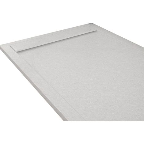 Mineralguss-Duschwanne extra flach RIBERA Schieferoptik WEIß 90x180cm Ablaufschutz in farbe (1/5)
