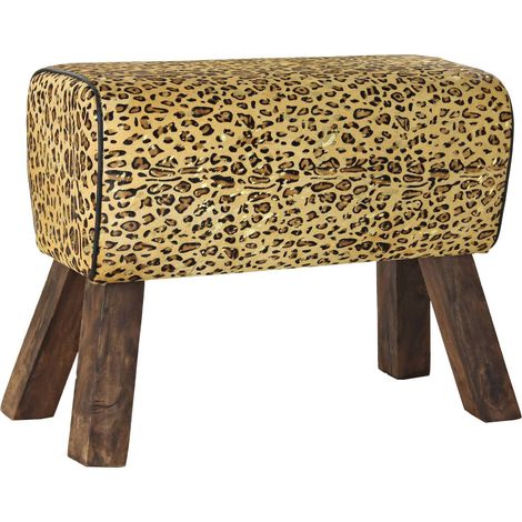 Pouf en cuir motif léopard pour une touche chic - Léopard marron et noir (1/4)