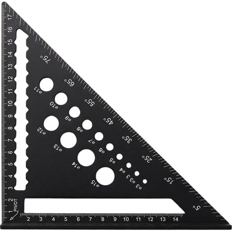 Squadra da carpentiere da 180 mm, squadra triangolare rinforzata con angoli da 45 a 90 gradi, righello multifunzionale in alluminio, strumento di misurazione di alta precisione, per carpentieri, carpe (1/5)