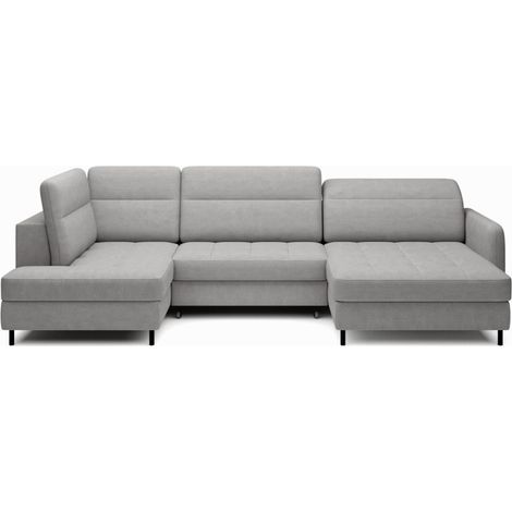 Canapé d'angle convertible BERTHO 306 cm gris foncé chenillé – Angle droit avec coffre (1/5)