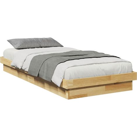 vidaXL Struttura Letto Senza Materasso 75x190 cm in Legno di Rovere (1/4)
