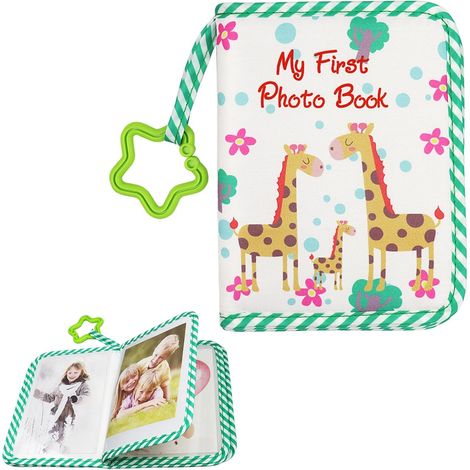 Album Photo Bébé - 17 Fentes - Tissu Doux Vert - Protection Poussière - Souvenir Famille - 4x6 Pouces (1/5)