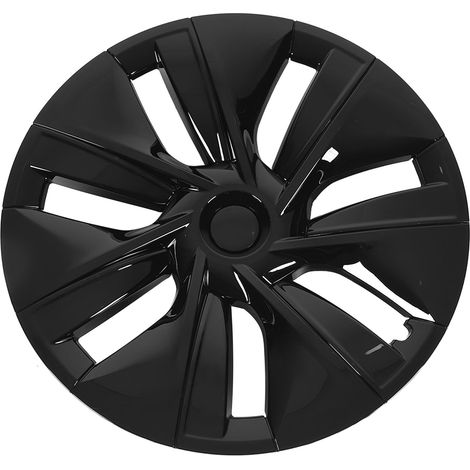 Enjoliveurs 19 Pouces pour Tesla Model Y 2020-2023, 4 Pièces Cache-Roues Robustes et Résistants à l'Usure, Noir Brillant, Remplacement Esthétique (1/5)