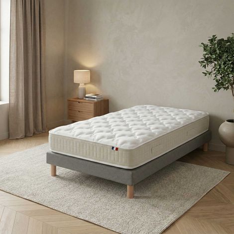 Ensemble matelas 100% latex H18 78kg/m3 sommier en kit gris 90 x 190 (1/5)