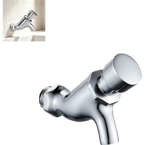 Robinet mural de lavabo, cuivre, chromé, temporisé, eau froide (1/5)