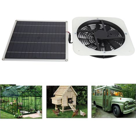 Panneau solaire 100 W, boîtier de ventilation rond de 25 cm (10 pouces) pour niches pour animaux - Blanc (1/5)