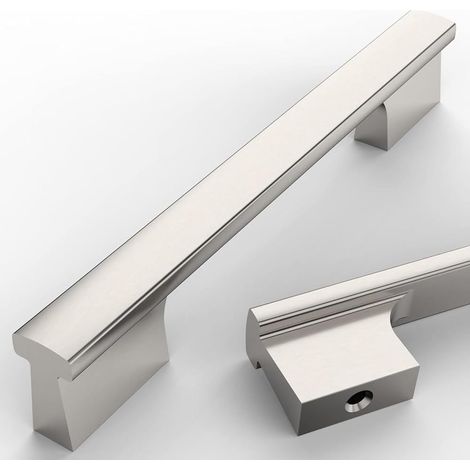 10 Poignée de meuble, Acier brossé, Alliage de zinc, 128mm, Pour cuisine, Tiroir, Armoire (1/5)