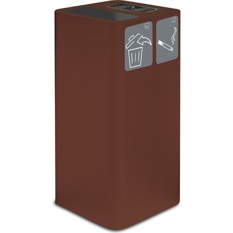 Pattumiera Per Raccolta Rifiuti 38x38xh80 cm In Acciaio Verniciato con Coperchio Basculante Marrone (1/2)