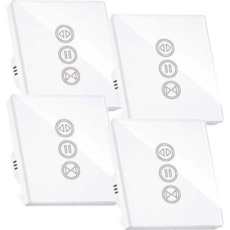 Interrupteur Volet Roulant Connecté, Interrupteur Volet Roulant Wifi,Compatible Avec Alexa/Google Home, Interupteur Connecté Tactile Rétro Éclairage Peut Éteindre Led Timer App Contrôle,4PCS (1/4)