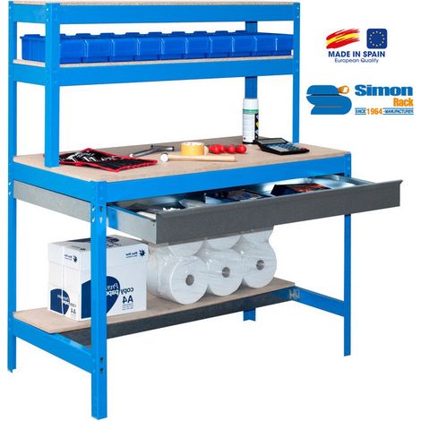 Simon Rack BT-1 BOX 1200 banco da lavoro blu e legno (1/4)