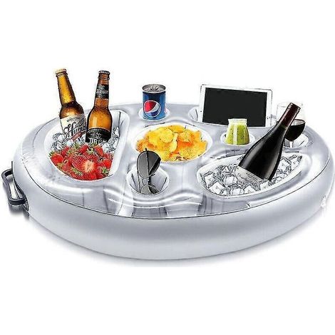 YMYNY Porte-gobelet gonflable, bar flottant à 8 trous pour piscine, porte-gobelet pour salade de fruits, accessoires pour adultes pour piscine, plage, fête (1/4)