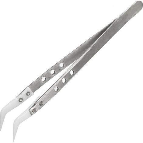 Pince à épiler courbée résistante à la corrosion pour câbles de connexion, outil de maintenance électronique, pince à épiler coudée (1/5)