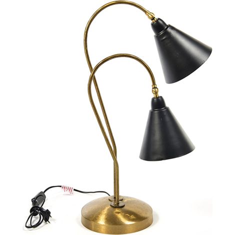 Lampada da scrivania "Vintage" in metallo antichizzato h 59 cm