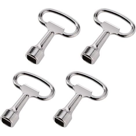 Clé de valve carré pour armoire électrique, 4 pièces, alliage zinc, compatible avec compteurs d'eau et de gaz, pratique pour boîte à gaz. (1/4)