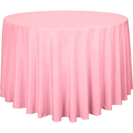 Cette nappe ronde au toucher soyeux est idéale pour les restaurants, les mariages et toutes sortes de réceptions. Couleur rose, diamètre 228 cm