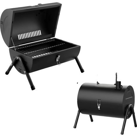 Gril à charbon, Design portable, Cuisson des deux côtés, noir (1/2)