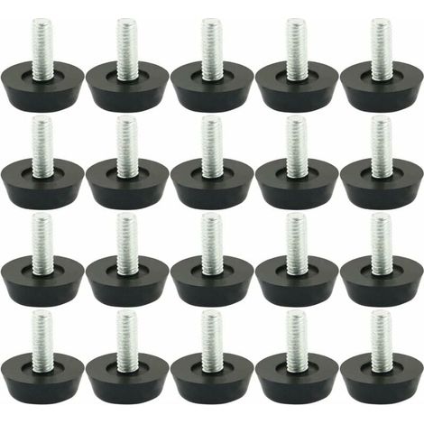 Lot de 20 pieds de nivellement réglables pour meubles, patins de protection pour pieds de table et de chaise, vis de fixation 18 mm x M6 x 20 mm