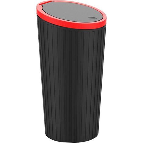 Cestino per auto a prova di perdite con coperchio e pulsante, contenitore portaoggetti per interni di SUV e berline (rosso) (1/5)