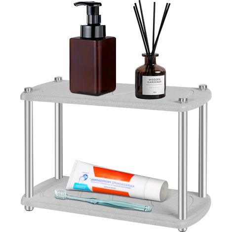Cesta de secado instantáneo para fregadero - Soporte para esponjas debajo del fregadero - Cesta de almacenamiento para encimera de cocina (Gris claro) (1/5)