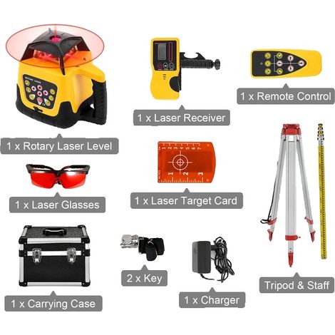 Niveau Laser, Rotation à 360 Degrés, Longue Portée de Mesure, Kit de faisceau jaune 1 (1/2)