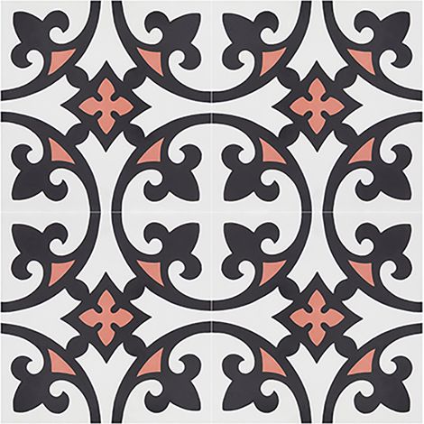 Pegane – Lot de 4 carreaux de ciment véritable 20x20 cm – Multicolore – Épaisseur 14 mm – Pour sol et mur – 0,16 m2 (1/3)