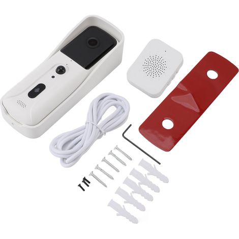 Sonnette Vidéo Connectée Pro Caméra Full HD 1080P Détecteur Mouvement PIR Appel Vocal Compatible Liaison Intérieure WiFi Blanc (1/5)